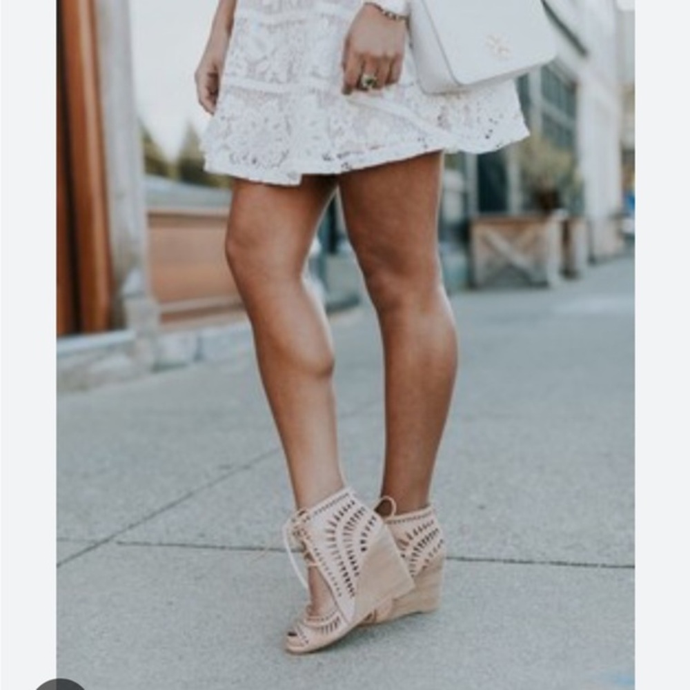 Jeffrey Campbell - Rodillo Hi Wedge Leather Cut- Out Nude Size 7.5